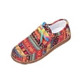 thumbnail image 2 of Women's Ethnic Print Canvas Sneakers, Lace Up Casual Walking Shoes, Women's Graffiti Canvas Fashion Sneaker | Comfortable Play Canva Shoes Retro Ethnic Style Low-Top Walking Slip On Shoes, Red 6.5, 2 of 7