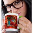 thumbnail image 2 of 3drose, Aqua Door, Pumpkin, Watering Can, Window with Leaves, Autumn Colors, 15oz Two-tone Green Mug, 2 of 6