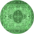 thumbnail image 1 of Ahgly Company Indoor Round Medallion Emerald Green Traditional Area Rugs, 4' Round, 1 of 4
