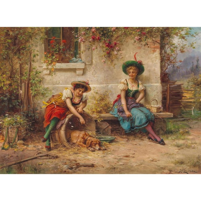 Hans Zatzka 24x19 Black Ornate Framed Double Matted Museum Art