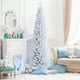 thumbnail image 2 of Costway Árbol de Navidad artificial delgado, sin iluminación, 210 cm, con soporte de metal, color blanco, 2 of 6