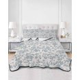 thumbnail image 3 of Farmhouse Flower Full Size Down Alternative Comforter, Lightweight Comforter Quilt Bedding Set with Pillow Shams Botanical Vintage Light Blue Leaf All Seasons Bed Comforter Duvet Insert 78"x90", 3 of 7