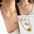 thumbnail image 4 of Ensemble de 2 Pcs Mode Mini Pendentif en Forme de Cœur Collier Boucles d'Oreilles pour Fille Douce en Acier Titane Non Décolorant Ras du Cou, 4 of 7