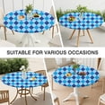 thumbnail image 7 of Light Blue and Dark Blue Argyle Pattern Round Fitted Tablecloth with Elastic Edge,Dining Table Cover Waterproof,Outdoor Round Tablecloth for Camping,Dining,Indoor and Outdoor, 7 of 7