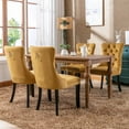 thumbnail image 4 of ODUSE-DAILY Yellow Velvet Dining Chairs Set of 6, Kitchen & Dining Room Chairs, Sillas De Comedor, Nailheads Tufted, Fabric Upholstered, Solid Wood (Gold, 6 Pcs), 4 of 12