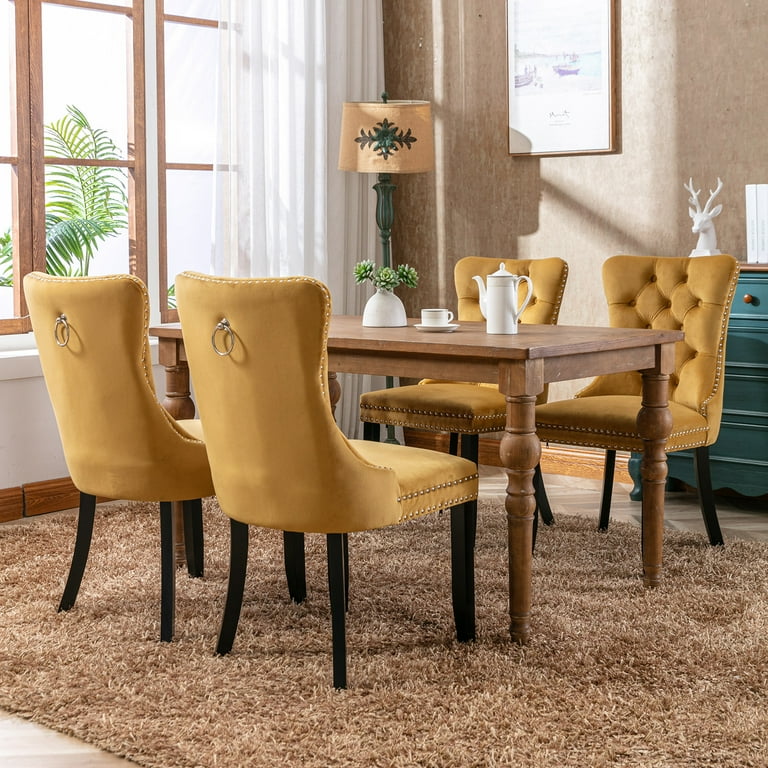 Yellow wood dining chairs discount