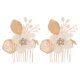 thumbnail image 1 of BRIGHTFUFU peinetas de novia para boda: peineta de metal con hojas y flores, hecha a mano con diamantes de imitación y perlas artificiales, elegante tocado para bodas., 1 of 7