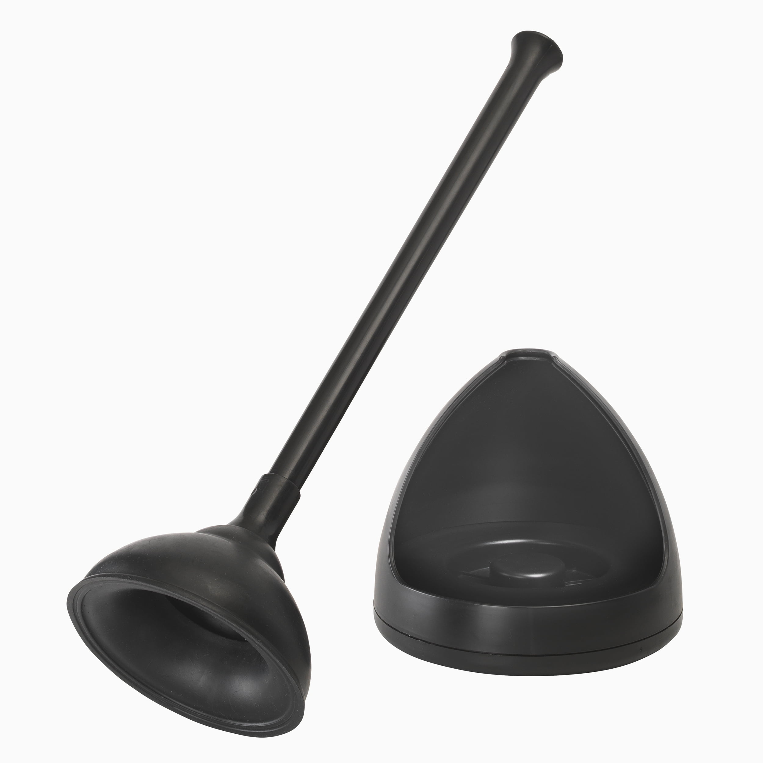 (2 pack) Plumb Craft Toilet Plunger with Twist Caddy Storage Holder - Black
