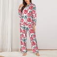 thumbnail image 2 of Fotbe Rose Flowers Pattern Long Sleeve Pajama Set for Women,Sleepwear Set,2-piece Loungewear Set,Soft PJs Comfy Nightwear with Pockets -X-Large, 2 of 7