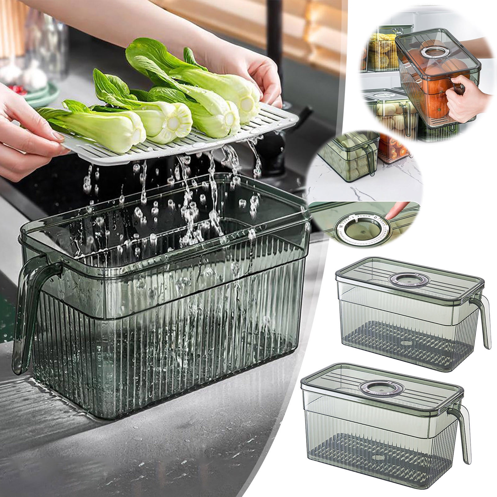 Nkmbld Storage Containers for Organizing Refrigerator Storage Box, Fresh-Keeping Box, Vegetables, Classified Eggs, Storage Box with Lid