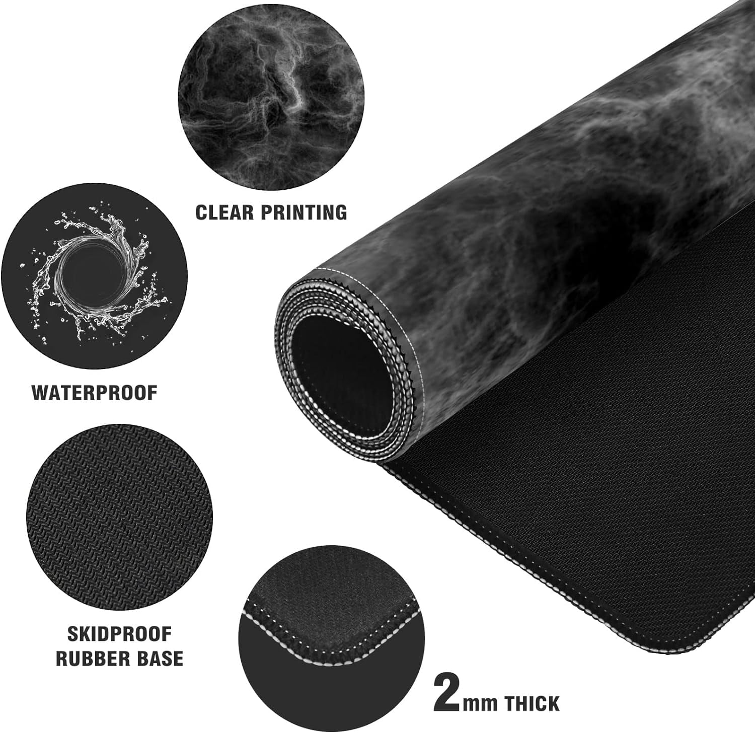 Amazing Black Marble Desk Mat, Desk Accessory, Cute Workspace, Trendy Workspace, Trendy, 35.4x15.7in Large Gaming Mouse Pad, Cute Desk Topper, Pretty Desk Pad