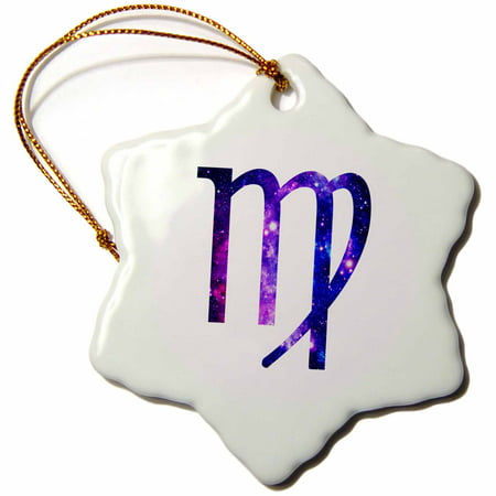 3dRose Virgo horoscope symbol - purple zodiac glyph astrological star sign, Snowflake Ornament, Porcelain,