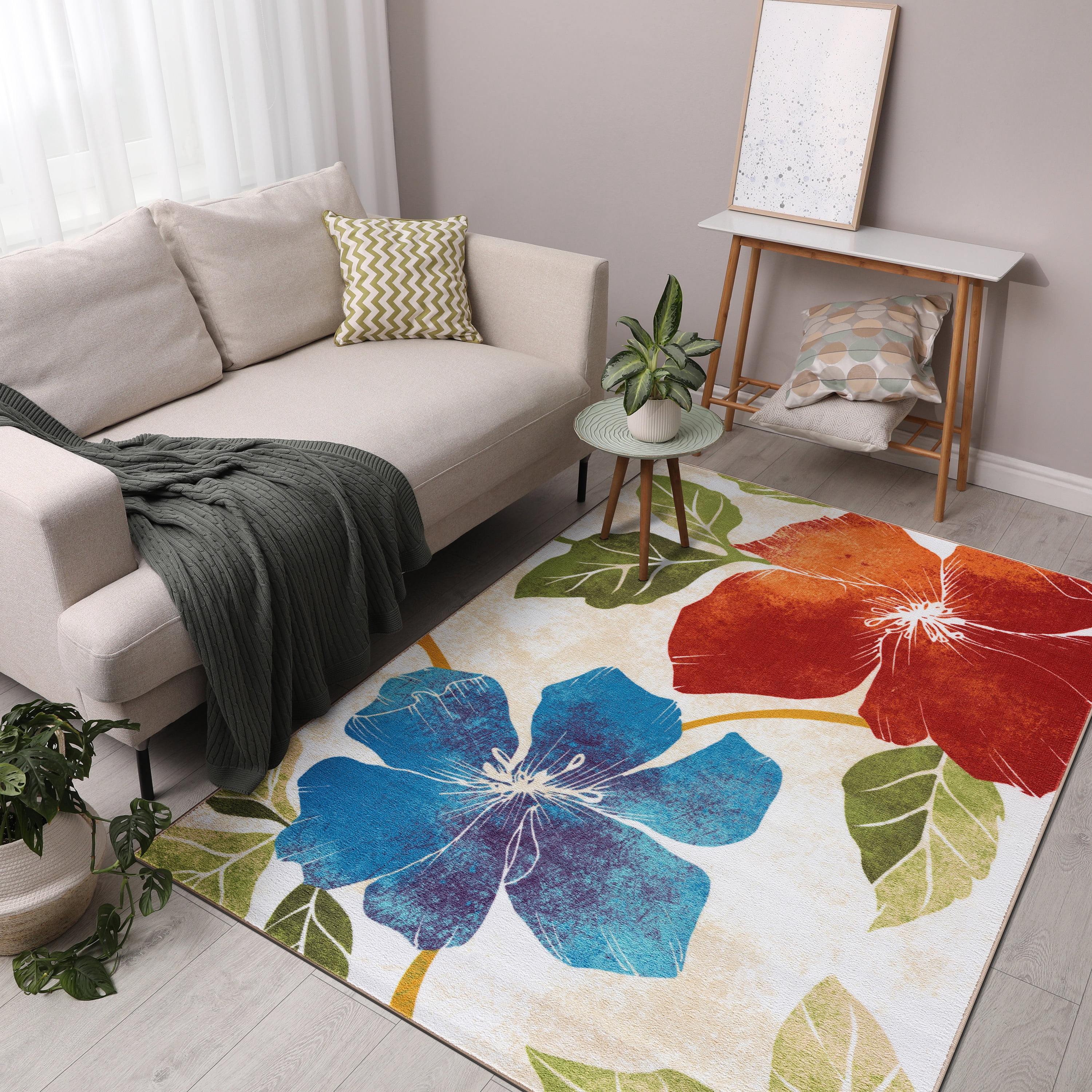 CAMILSON Solana Non Slip Modern Floral Indoor Area Rug Multicolor 5x7