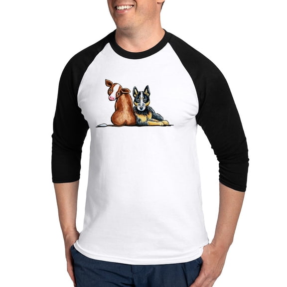 CafePress - ACD And Cow Baseball Jersey - Cotton Baseball Jersey, 3/4 Raglan Sleeve Shirt