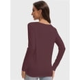 thumbnail image 2 of Womens Long Sleeve Tops Casual Basics Fall Shirts Solid Crewneck T-Shirt, 2 of 6