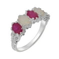 thumbnail image 1 of LBG British Made 18k White Gold Natural Ruby & Opal Womens Eternity Ring - 33 size options - Size 10.25, 1 of 8