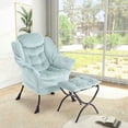 thumbnail image 2 of Sillón Acentuador con Otomano – Terciopelo – Asiento Tapizado – Patas Metálicas – Espacios Pequeños – Entrada, Dormitorio o Pasillo – Moderno, 2 of 8