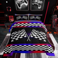 thumbnail image 1 of Erosebridal Race Gamer Bedding Toddler Comforter Set, Racing Car Down Comforter, Geometry Stripes Decor, Lightweight 2 Pieces, 1 of 8