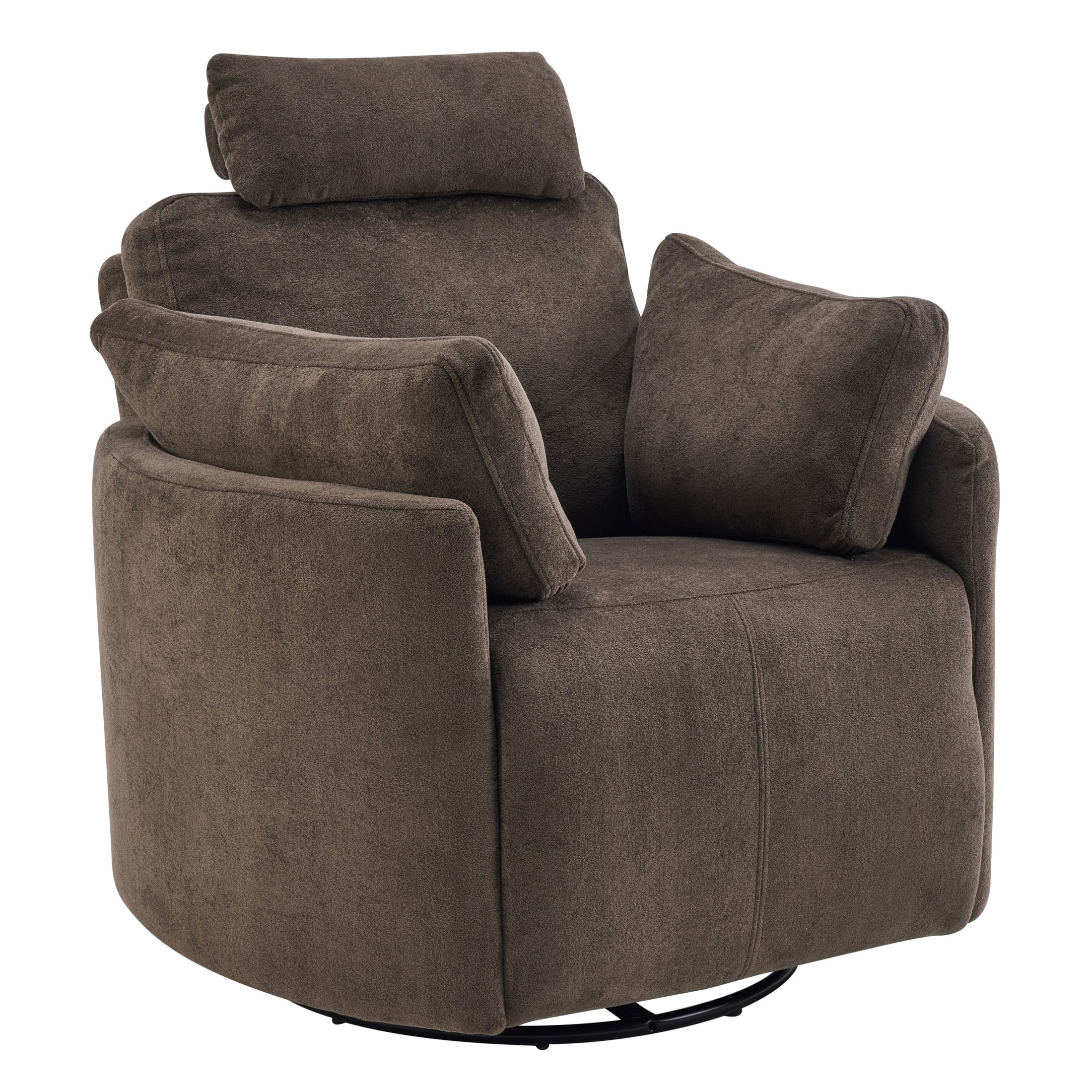 Christopher Knight Home Modern 360° Swivel Glider Recliner Chair with Adjustable Headrest and Pillows, Brown