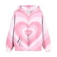 thumbnail image 2 of SGFCWSX Girls Relaxed Fit Fleece Hoodie, Kids with Pocket Pullover Soft Heart Print Sweatshirt for Daily Casual Wear Pink Size 11-12 Years, 2 of 6