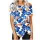 thumbnail image 1 of Blusas de Manga Corta para las Mujeres Botón Impreso Cuello Redondo Top Casual, Blusas para las Mujeres Casual, 1 of 5