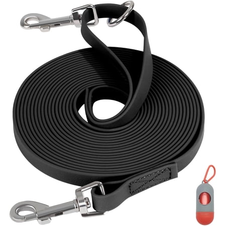 Waterproof Long Leash for Dogs Training 16FT/20FT/30FT/50FT/100FT, Long Dog Leash Heavy Duty Lead for Large Medium Small Dogs Outside Walking, Playing, Camping, or Yard(Black 20FT)