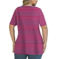 thumbnail image 4 of Women's Plus Size Cross V Neck Short Sleeve Shirts Summer Trendy Loose Fit Tunic Tops Dressy Casual Striped Print Blouse, 4 of 6
