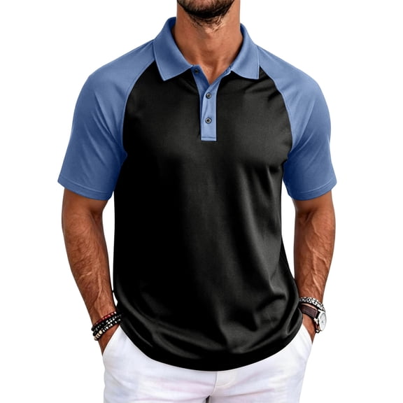 Polo Shirts Mens Raglan Color Block Short Sleeve Lapel Collar Casual Daily Wear Top