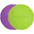 thumbnail image 1 of Frisbee para perros, paquete de 2, platillos voladores flotantes de caucho natural de 7 pulgadas para perros, tanto para tierra como para agua (verde + morado), 1 of 4