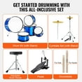 thumbnail image 6 of KFFKFF Children's Drum Kit, 5-Piece, 16-inch, Complete Starter Set including Bass, Toms, Snare, Floor Drum, Adjustable Seat, Cymbal, Hi-Hat, Pedal, and 2 Drumstick Pairs, Ideal for Beginners, Blue, 6 of 10