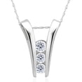 thumbnail image 1 of 1/2Ct TW Round Cut Natural Diamond Three Stone Pendant 14k White Gold Necklace, 1 of 2