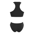 thumbnail image 5 of Women's High Waisted Bikini Sets Sporty Two Piece Swimsuits Scoop Neck Cheeky High Cut Bathing Suits Black L, 5 of 5