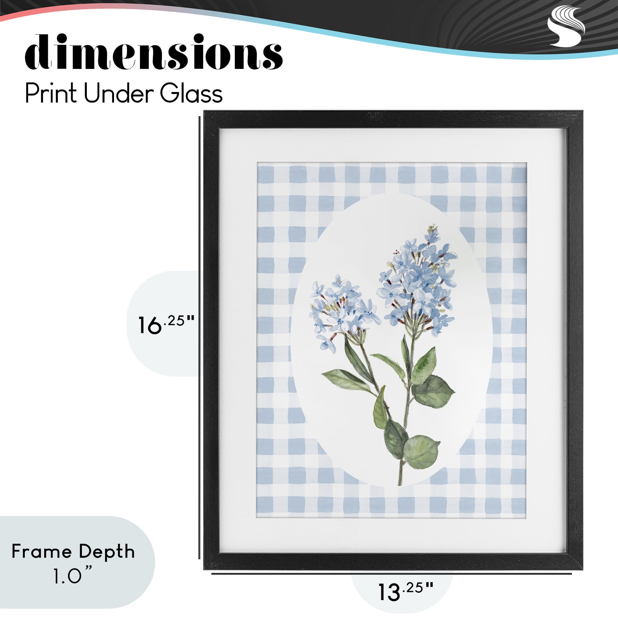 Stupell Industries Blue Checkered Blooms Black Framed Print Under Glass, design by Lanie Loreth