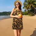 thumbnail image 3 of Fotbe Golden Leopard Glitter Vestido de Verano sin Mangas para Mujer – Vestido Midi Línea A, Estilo Camiseta Floral, Vestido Playero Casual y Fluido, 3 of 7