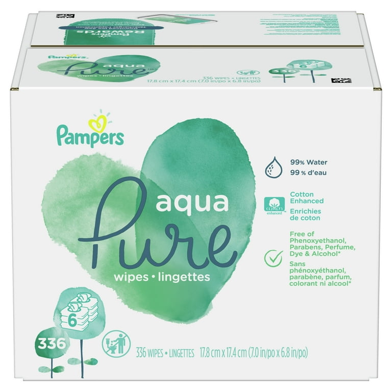 Pampers Aqua Pure Baby Wipes, Unscented, 12 Flip-Top Packs (672 Total  Wipes) 