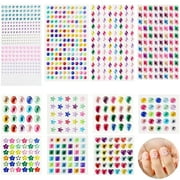 BILLBIANC Self-Adhesive Rhinestones, 1782 Pcs Rhinestones Self-Adhesive Acrylic Colorful Self-Adhesive Gemstones Assorted Shapes Stick-On Crystal Gemstones, 14 Sheets