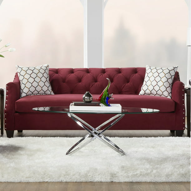 Roundhill Furniture Moselle Transitional Modern Velvet Tufted Sofa with