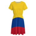 thumbnail image 4 of Flag of Colombia Dress Fashion Beach Short Sleeve Dresses Female Party Printed Sundress, 4 of 7