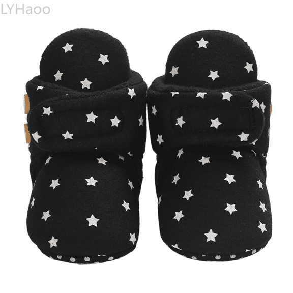 LYHaoo Baby Sneakers For Winter Warm Soft Sole First Shoes Cozy Lined Toddler Booties For Boys And Girls Sizes 4 Toddler Black(0-3 Months)