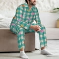thumbnail image 5 of Wukai Starfish On Checkered Background Men's Long-Sleeve Pajama Set - Comfortable Sleepwear with Button-Down Shirt and Pants-XX-Large, 5 of 6