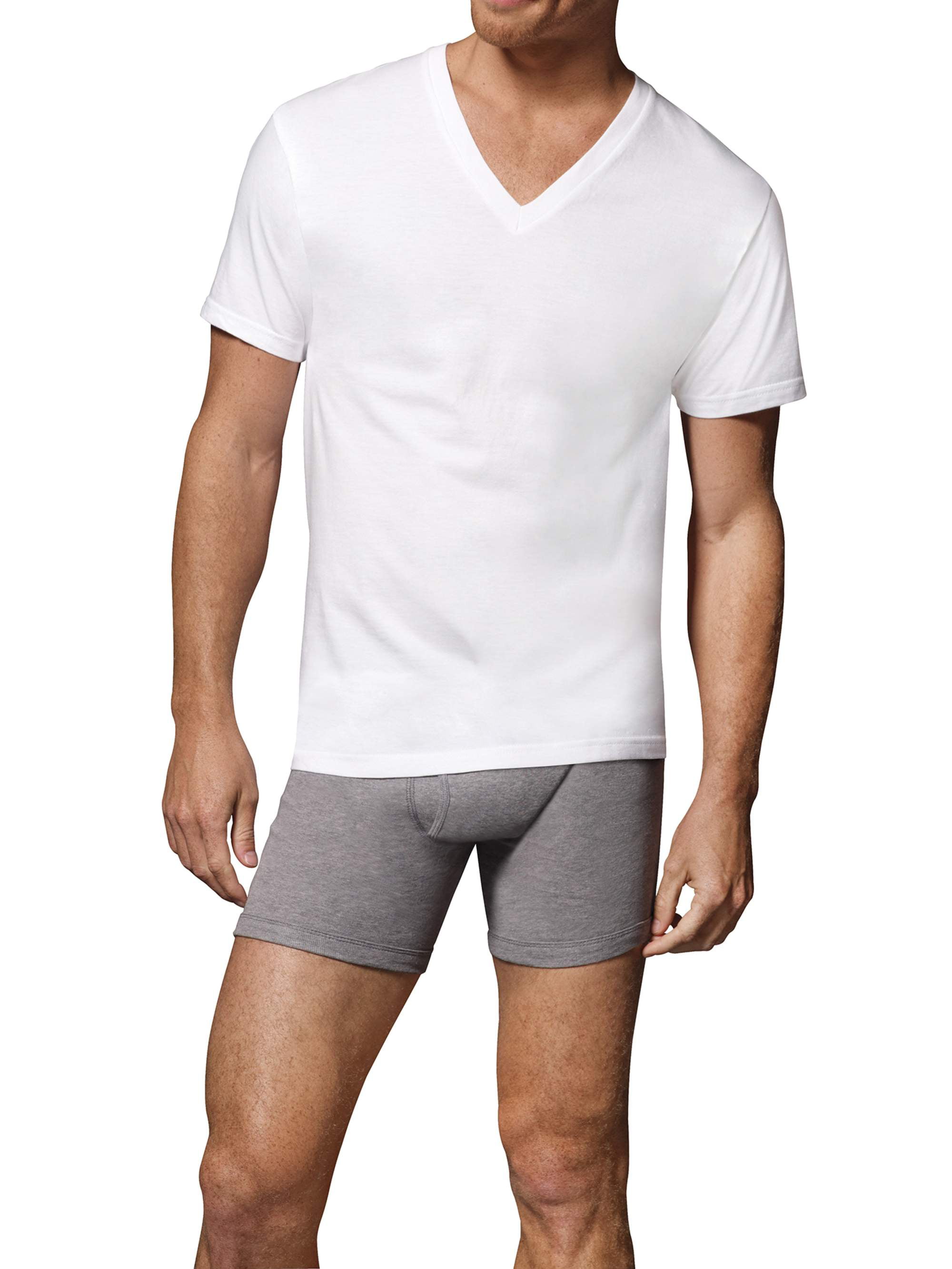 Hanes Men's Value Pack White V-Neck Undershirts, 6 Pack