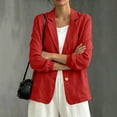thumbnail image 5 of BiZtdJrK Red Summer Linen Blazer Jacket for Women Long Sleeve Lightweight Suit Coats Dressy Cotton Work Blazers Cardigans L, 5 of 6