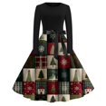 thumbnail image 7 of Christmas Dresses for Women Women's Casual Fashion Round Neck Long Sleeve Christmas Printed Party Vintage Long Dresses for Holiday Gathering,Wine,5XL, 7 of 7