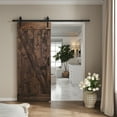 thumbnail image 3 of Coast Sequoia 36 in x 84 in Z Style Finished Knotty Pine Wood Sliding Barn Door With Hardware Kit (Kona Coffee), 3 of 8