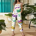 thumbnail image 4 of Fgvctg Mardi Gras Womens Overalls Sleeveless Carnival Party Spaghetti Straps Overall Casual Wide Leg Pant Mask Print Bib Overalls Romper Sprimg Pant With Pockets White XXXXXL, 4 of 4
