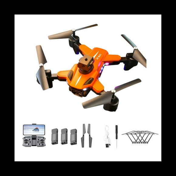 8K HD CáMara Dual Drone Control Remoto AvióN Juguetes con FuncióN AutomáTica de EvitacióN de ObstáCulos para NiñOs BateríA de 3 Piezas