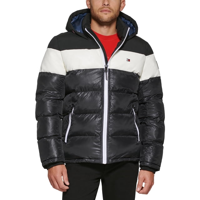 Chaqueta acolchada Tommy Hilfiger para hombre, color blanco y negro, XXL