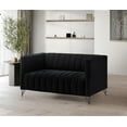 thumbnail image 4 of Home Design Kurtis Square Arm Loveseat with Tufted Velvet Upholstery and Gold Metal Legs, Flared Arms, Modern Living Room Seating, Black, 4 of 6