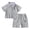 Grey, variant on Little Boys Summer Outfit School Uniform Navy Blue Crest Embroidery Short Sleeve Polo Shirt with Shorts 2 PCS Set(Navy,4-5 Years)