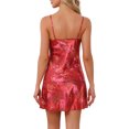 thumbnail image 3 of INSPIRE CHIC Women's Satin Nightgowns Spaghetti Strap Cami Silk Pajamas Sleepshirts S Red Plants, 3 of 6